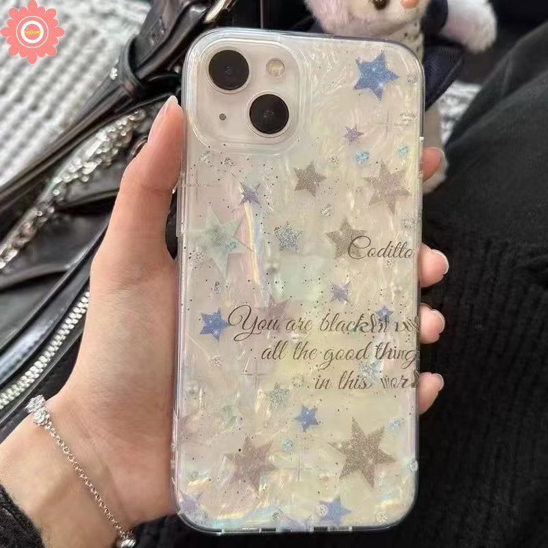 เคสโทรศัพท์มือถือ ลายดาวแวววาว พร้อมสายคล้องมือ และช่องใส่บัตร สําหรับ Samsung A05 A52 A23 A53 A05s A31 A30 A30s A50s A20s A14 A13 A24 A51 A54 A32 A02s A04s A11 A04 A04E A21s A34 A12 A03s A52s A10s