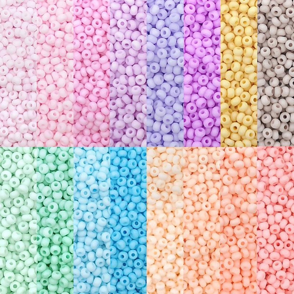 【Fairland CL】Seed Beads 10g 300-330 Pieces 3mm Blue Frosted Pink Solid Color Yellow