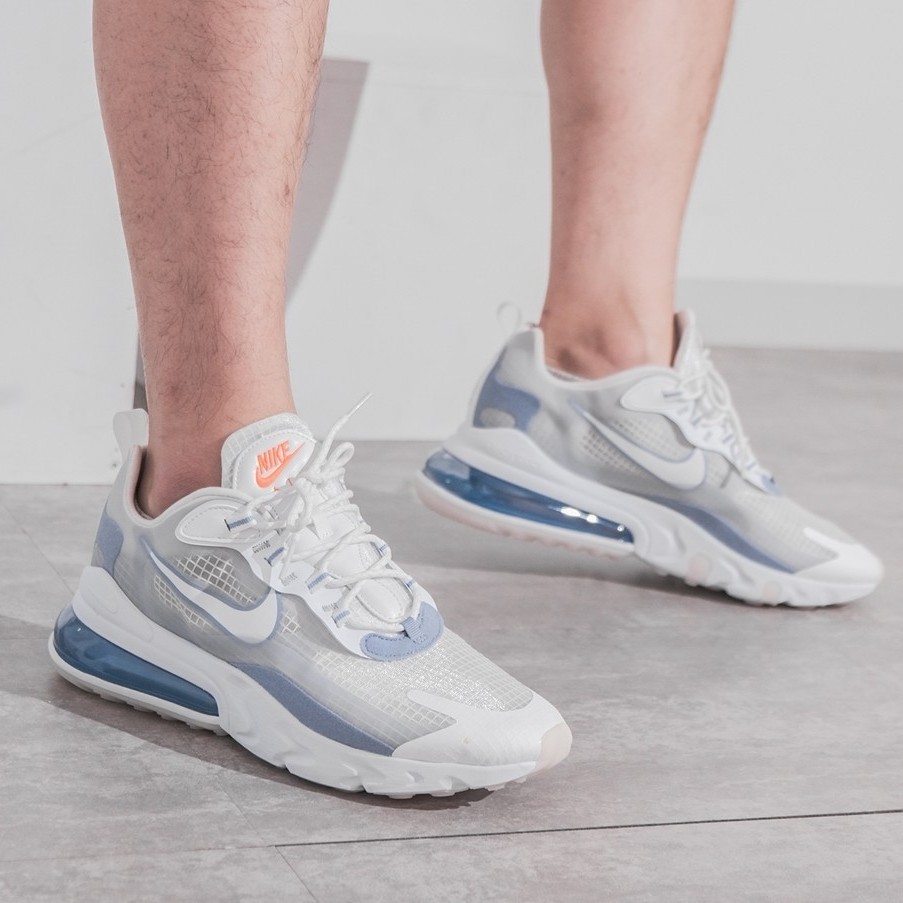 Nike AIR MAX 270 REACT AIR รองเท้าผ้าใบ ลําลอง สีขาว สีเทา สีฟ้า เหมาะกับการวิ่งจ็อกกิ้ง CT1265-100