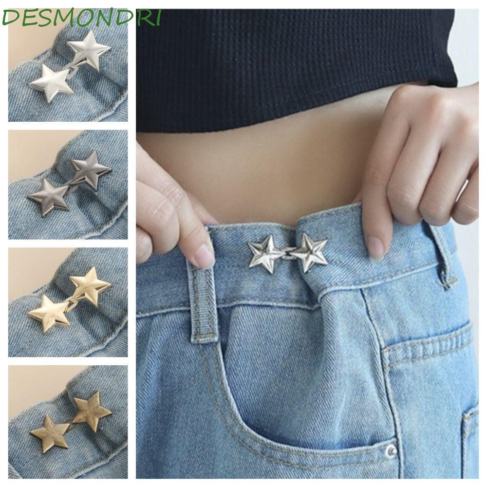 Desmondri Star กางเกงปุ ่ ม Tightener, โลหะผสมเอวหัวเข ็ มขัด Jean Fit กระชับ Buckles, อินเทรนด ์ ปุ ่ ม Clasps ปรับเอวคลิป Jean ปุ ่ มสําหรับกางเกงยีนส ์ หลวม