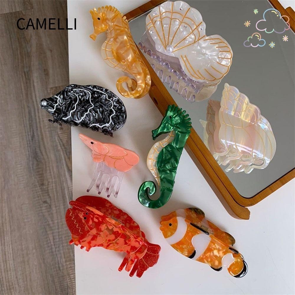 Camelli กิ๊บติดผมอะคริลิค รูปกรงเล็บฉลาม สัตว์ทะเล เรขาคณิต สร้างสรรค์ สําหรับปาร์ตี้