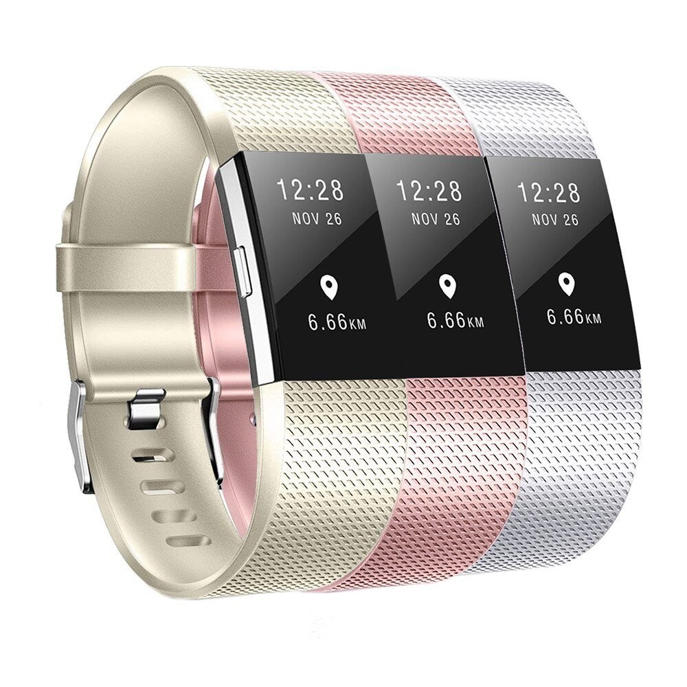Baaletc Smartwatch Strap Bands สําหรับ Fitbit Charge 2 Rose Rold Silver Band