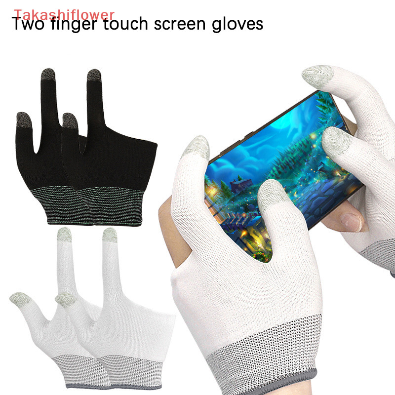 ( Takashiflower ตัวควบคุมเกมมือถือไม ่ มีรอยต ่ อ Thumb Fingertip Cover กันเหงื ่ อสองนิ ้ ว Touch-screen ถุงมือเกมมือถือ