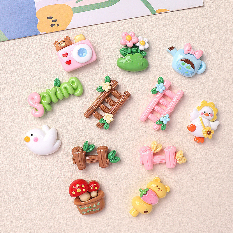 อุปกรณ์เรซิน diy การ์ตูนเคลือบเงาชุดฤดูใบไม้ผลิ diy ครีมกาวเคสโทรศัพท์อุปกรณ์เสริม diy อุปกรณ์เสริมผมเครื่องประดับวัสดุ