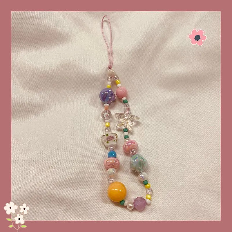Creative สีสัน Star เคสโทรศัพท์ Universal สั้นอุปกรณ์เสริมอินเทรนด์สไตล์ใหม่ ccd กล้อง Lanyard All-Match กระเป๋าเป้สะพายหลังจี้โพลารอยด์ Anti-drop สายรัดข้อมือลูกปัด Influencer หรูหราสาว