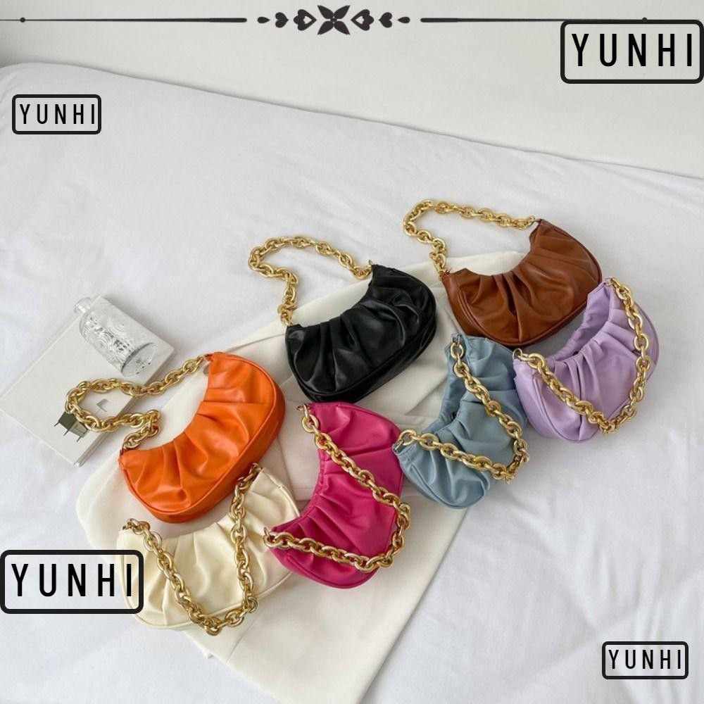 Yunhi Underarm Bag , Cloud Pleated Bag Texture Handbags , Solid Color Fashion Single Shoulder Trend Bag