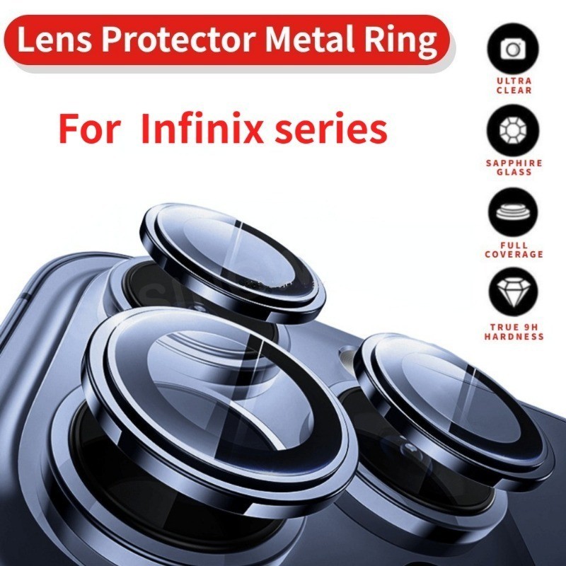 สําหรับ Infinix Hot 40 Hot40 Hot 40i Hot40i Hot40Pro Infinix สมาร์ท 8 8Pro 2024 ป้องกันกล้องแหวนโลหะ HD ฟิล์มแก้ว Eagle Eye เลนส์วงกลมสีดํา Anti Scratch กลับคลุมทั้งหมด