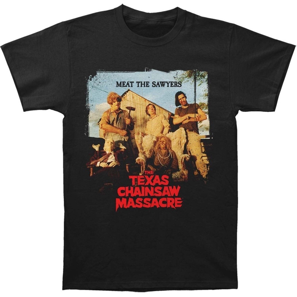 เสื้อเลือกตั้ง Texas Chainsaw Massacre Meat The Sawyers Adult Tee Men T Shirt Short Sleeve Print Cas