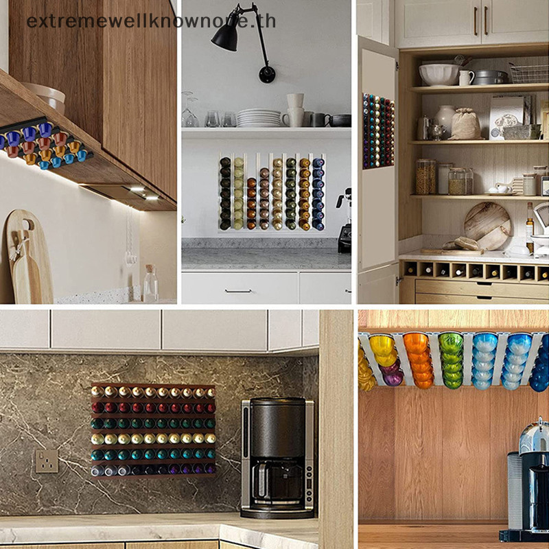 Ewth Coffee Pod Capsule Holder 6 Pack Coffee Pod Counter Storage Strips ประหยัดพื้นที่เข้ากันได้กับ K Cup Pods, Nespresso Pods EWTH