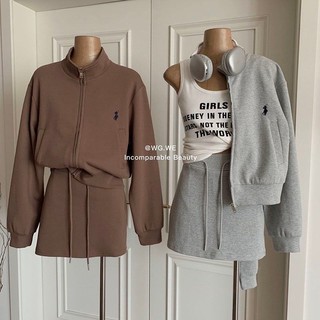 Women Sport Cardigan+mini Skirt Casual 2 Pieces Suit