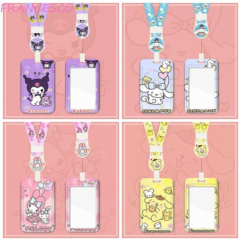 Francesco ID Card Holder, Cinnamoroll My Melody Bus Cards Cover, Anime Retractable Protective Sleeve Neck Strap Card Badge Holder Name Card