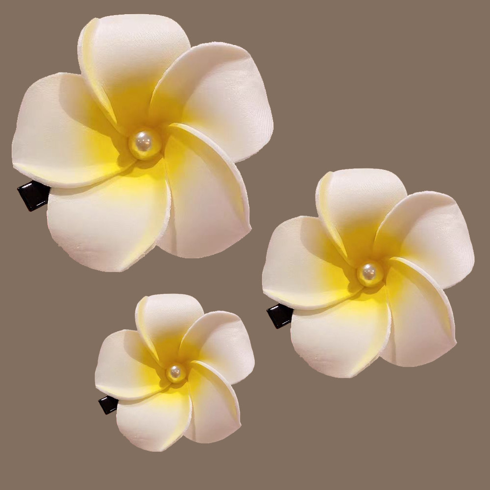 1 ชิ้น Pearl Plumeria ดอกไม้คลิปผมสําหรับผู้หญิง Hairpins ไข่ดอกไม้ Barrette ฮาวายงานแต่งงานกระเป๋าหมวกอุปกรณ์เสริม