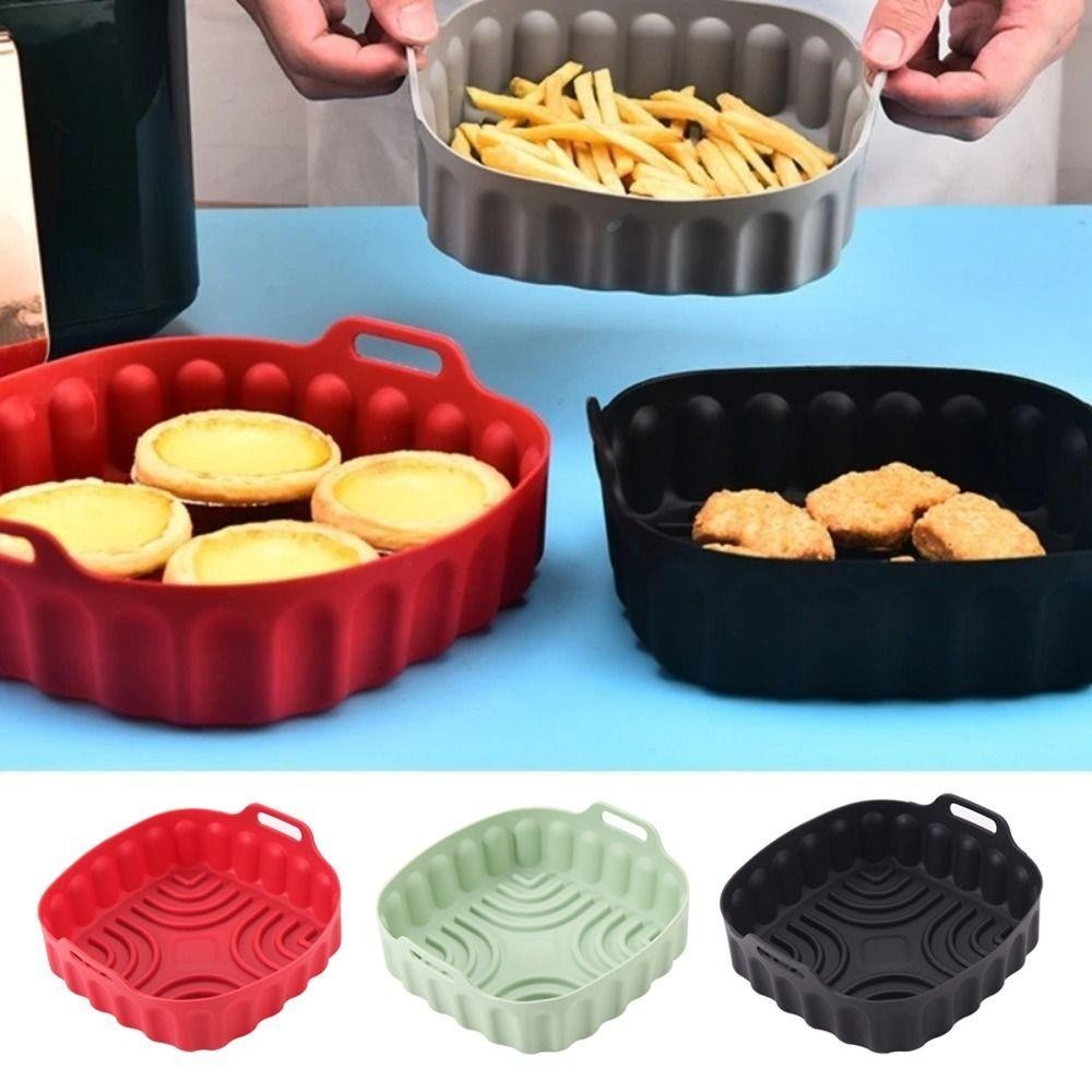 เบอร์ซ ซิลิโคนรองหม้อทอดอากาศ,สแควร์หลายสีหม้อทอดอากาศถาดอบ,ทนทานทอดอากาศแทรก7/8นิ้วอาหารเกรด เครื่องทอดอากาศ ซิลิโคนตะกร้าเตาอบอุปกรณ์ไมโครเว - รูปที่ 5