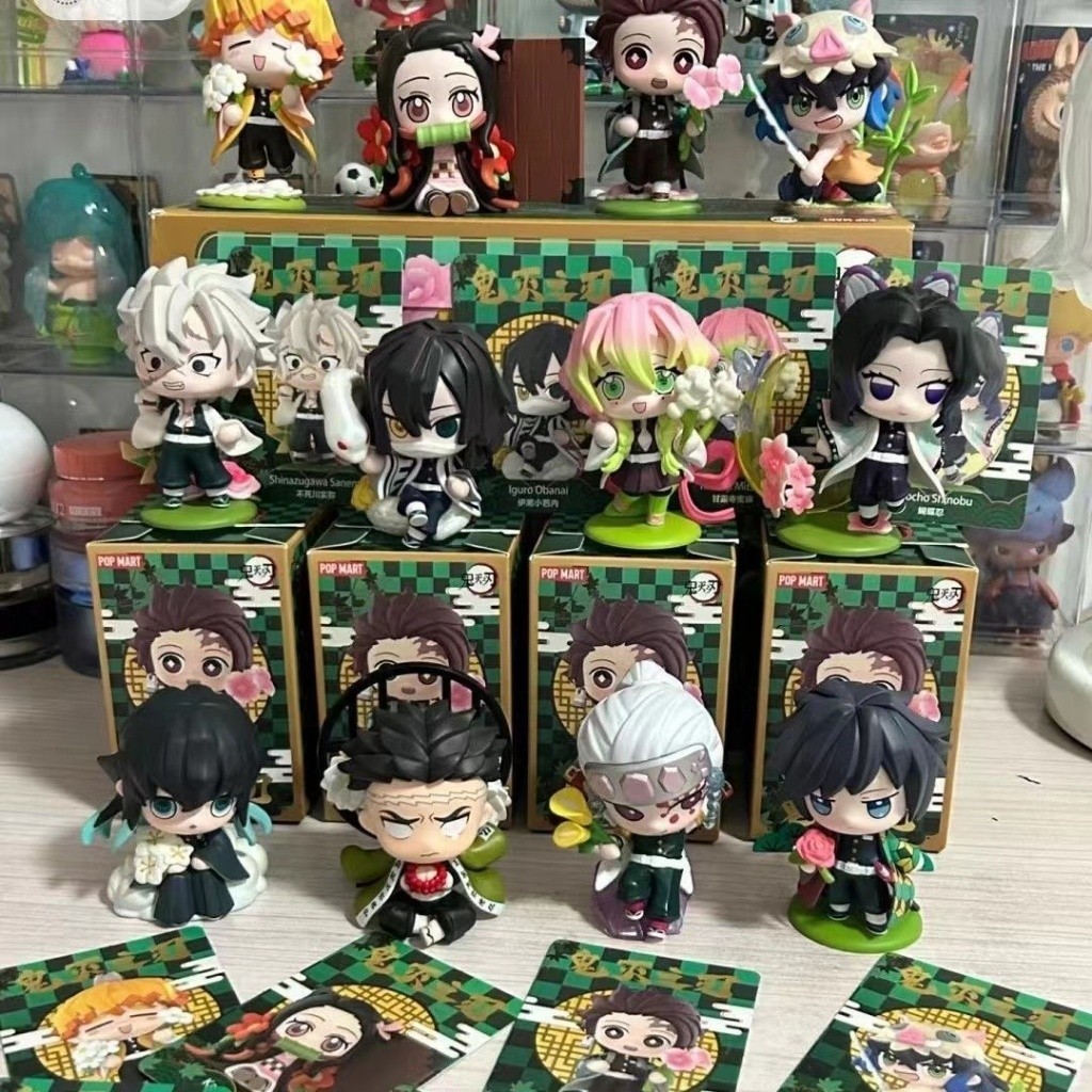 Demon Slayer กล่องตาบอด Demon Slayer รูป Kamado Tanjirou Kamado Nezuko Agatsuma Zenitsu รูปของเล่นน่ารักตัวเลข Handmade ของขวัญสําหรับเพื่อน