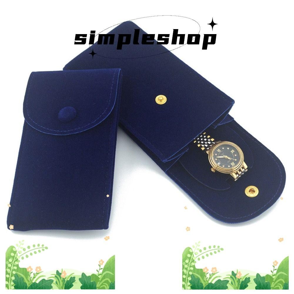 Simple Watches Pouch, Dust Protect Snap Watch Boxes , Portable Flannelette Storage Bag Women