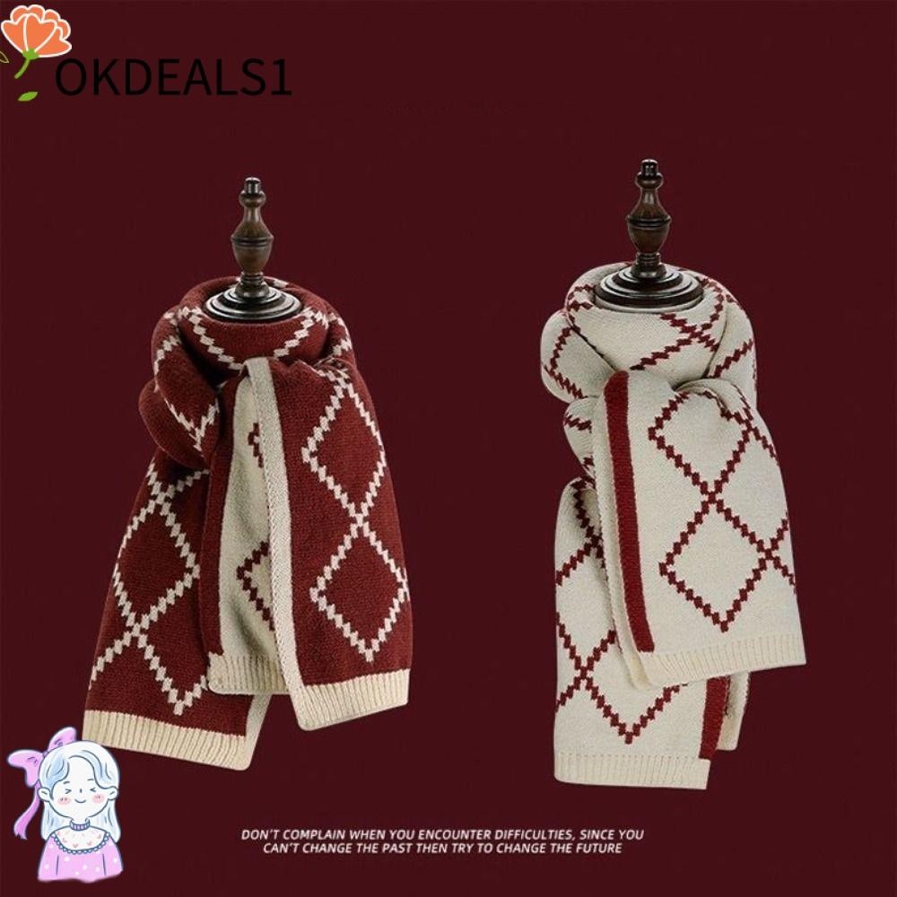 Dealshop ผ้าพันคอ ผ้าถัก หนาสองด้าน ลายสก๊อต อบอุ่น ฤดูหนาว สําหรับผู้หญิง