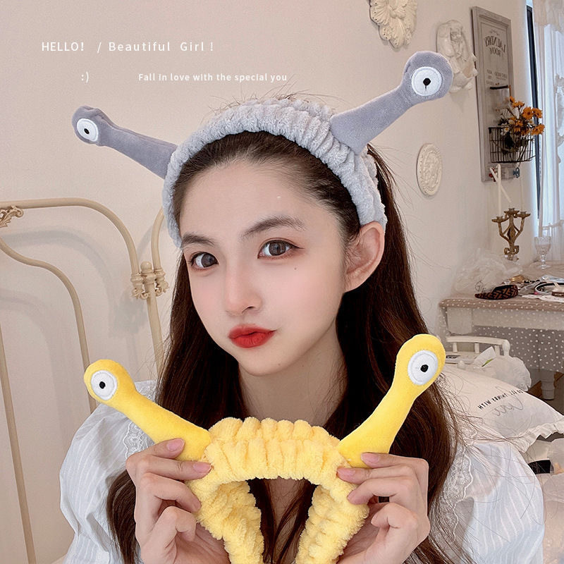 ที่คาดผมเด็กผู้หญิง การ์ตูนหอยทากล้างหน้าผมผูกกับเสาอากาศขนาดใหญ่น่ารักตลกสร้างสรรค์คนต่างด้าวแชมพูผมวง
