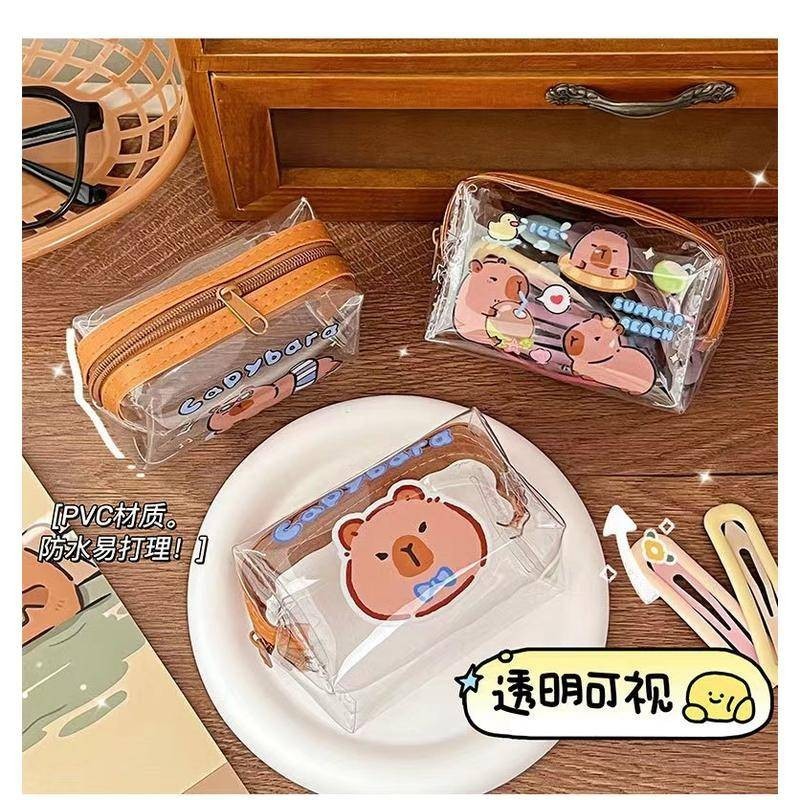 6 รูปแบบ Kawaii การ์ตูน Capybara Simple Pvc โปร่งใสขนาดเล็กซิปกระเป๋าเก็บกระเป๋าเหรียญแบบพกพาลิปสติกกระเป๋าเครื่องสําอาง Key Card เครื่องเขียนเก็บกระเป๋า