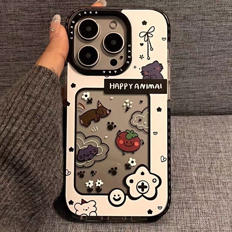 มะเขือเทศแมวลูกสุนัข Apple 15/14promax เคสโทรศัพท์ 13/12/11 Soft Case xs/xr Niche โปร่งใส 14 เคสโทรศัพท์ Simple iphone13pro Case 12 สไตล์ใหม่ 2024 คู่การ์ตูน 12 รูปแบบสี
