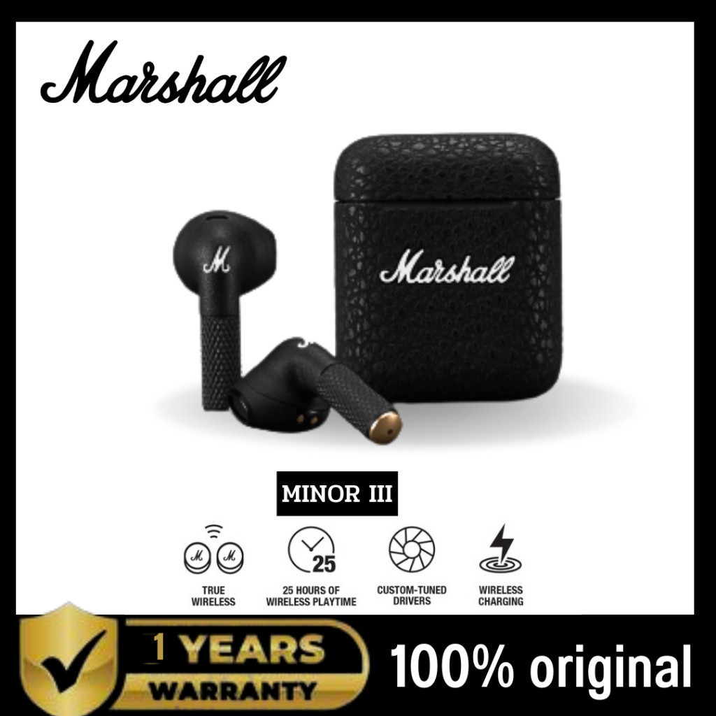 Marshall หูฟัง รุ่น Minor III หูฟังบลูทูธ หูฟังไร้สาย สําหรับ IOS Android พร้อมส่งในไทย
