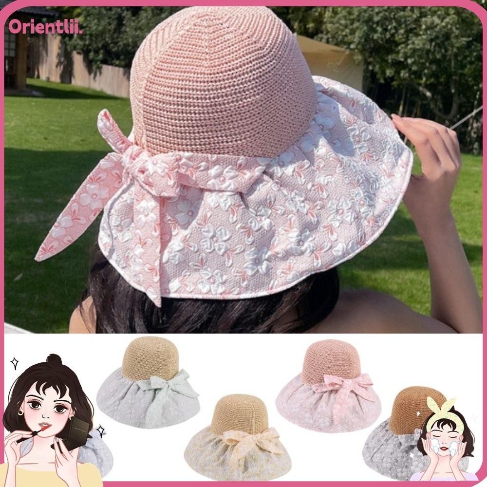 Orienttk Sun Hat, UV Protection Breathable Sun-Shading Hat, Bubble Flower Sun Protection Big Brim Hat Women