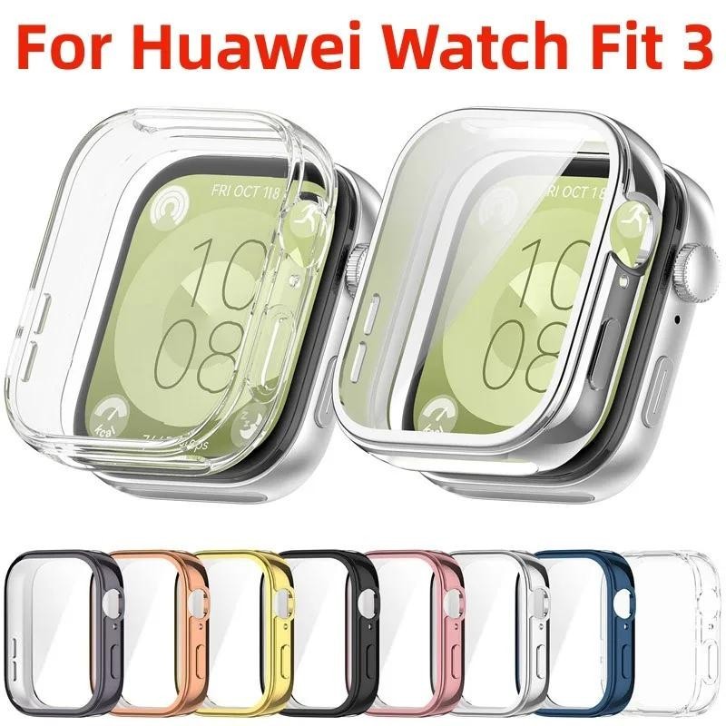 ฝาครอบซิลิโคนสําหรับ Huawei Watch Fit 3 อุปกรณ ์ เสริมสมาร ์ ท Watchband TPU ป ้ องกันหน ้ าจอสําหรับ Huawei Watch Fit3 กันชนเชลล ์