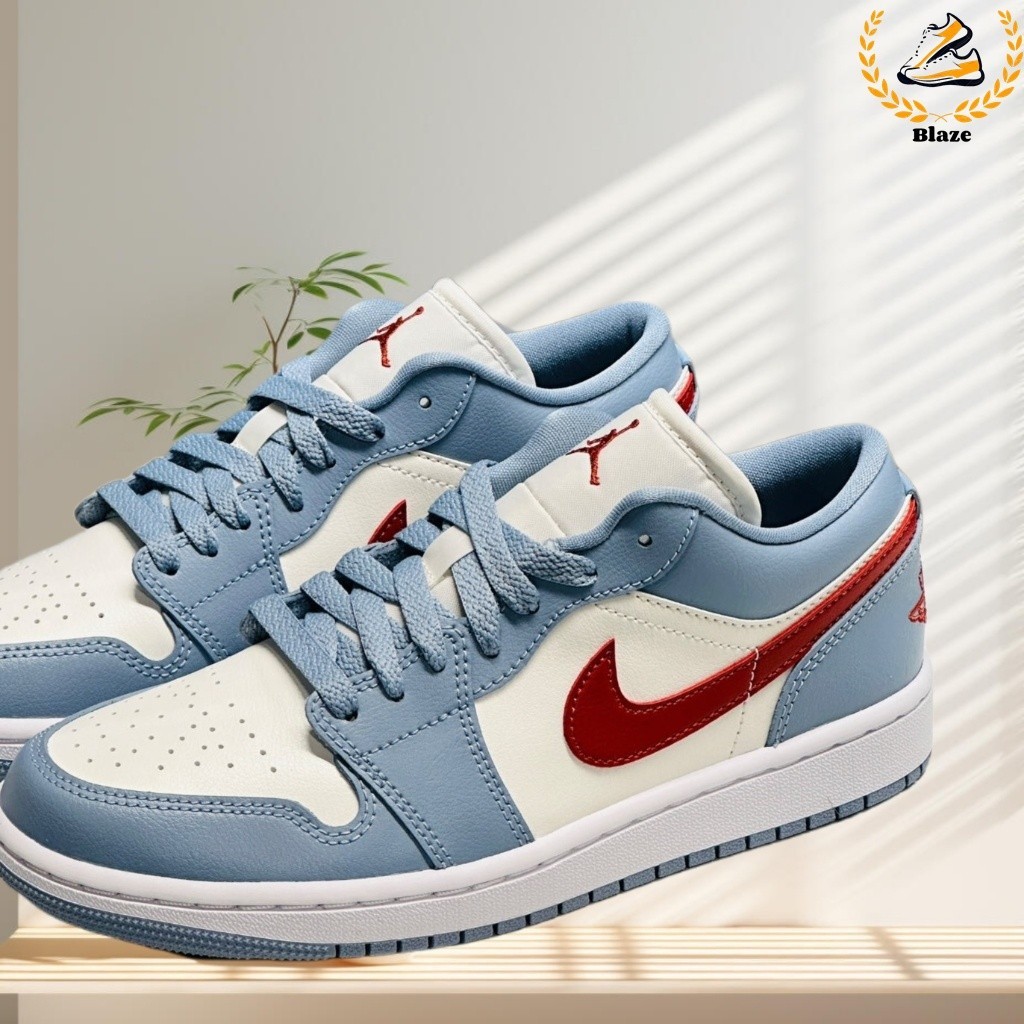 NK Wmns Air a/j 1 Low Female White Blue Red a/j A/J 1 Low-Top Casual Shoes 0774-164