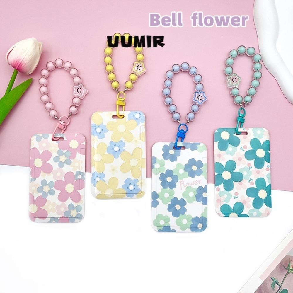 UUMIR  สายคล้องคอ ลายดอกไม้ แบบพกพา พร้อมสายคล้องบัตรประจําตัว บัตรประจําตัว บัตรประจําตัว รถบัส ธนาคาร