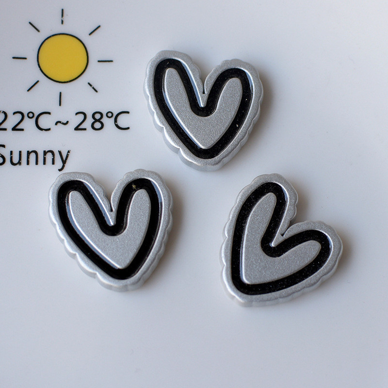Minmin Silver Matte Silver สีเทากระต่ายหมี Love เครื่องประดับ DIY Jibitz INS รองเท้า Accessorie รองเท้าหัวเข็มขัดตกแต่ง