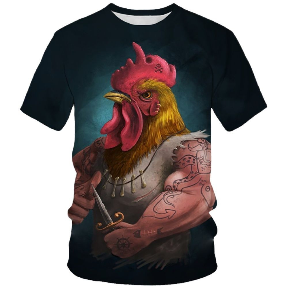 ฮาราจูกุตลกไก่三维พิมพ์ผู้ชายเสื้อยืดน่ารักไก่กราฟิกฤดูร้อน สตรีทแวร์ หลวมแขนสั้นเสื้ออะนิเมะเสื้อผ้าเสื้อยืดขนาดใหญ่