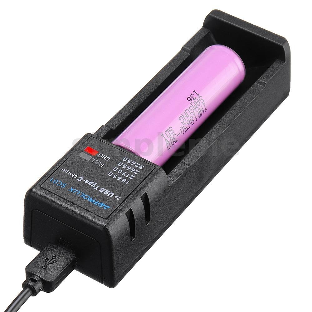 แอสโตรลักซ ์® Sc01 Type-C 2A Quick Charge USB แบตเตอรี ่ Charger Li-ion/IMR/INR/ICR Charger สําหรับ 18650 20700 21700 26650 เซลล ์