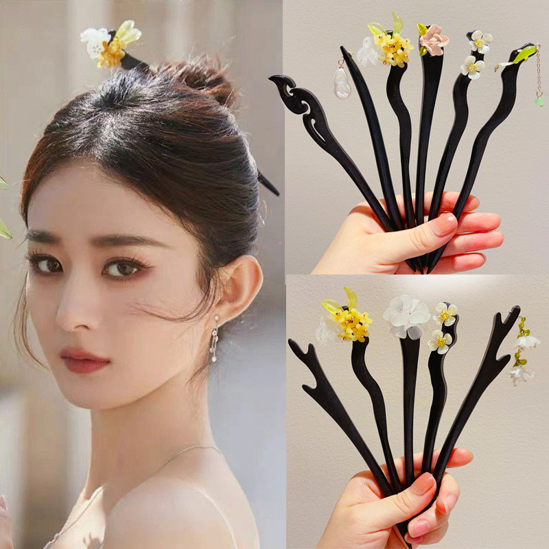 สไตล ์ โบราณไม ้ จันทน ์ Hairpin Headdress สําหรับผู ้ หญิงใหม ่ สไตล ์ จีน Hairpin ไม ้ Hairpin