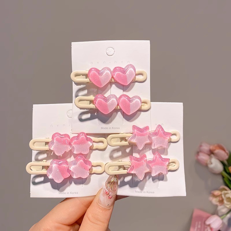 1 ชิ ้ นสีชมพู Hairpin Bangs คลิปผมกิ ๊ บติดผม Headwear อุปกรณ ์ เสริม Fo สาวหวาน