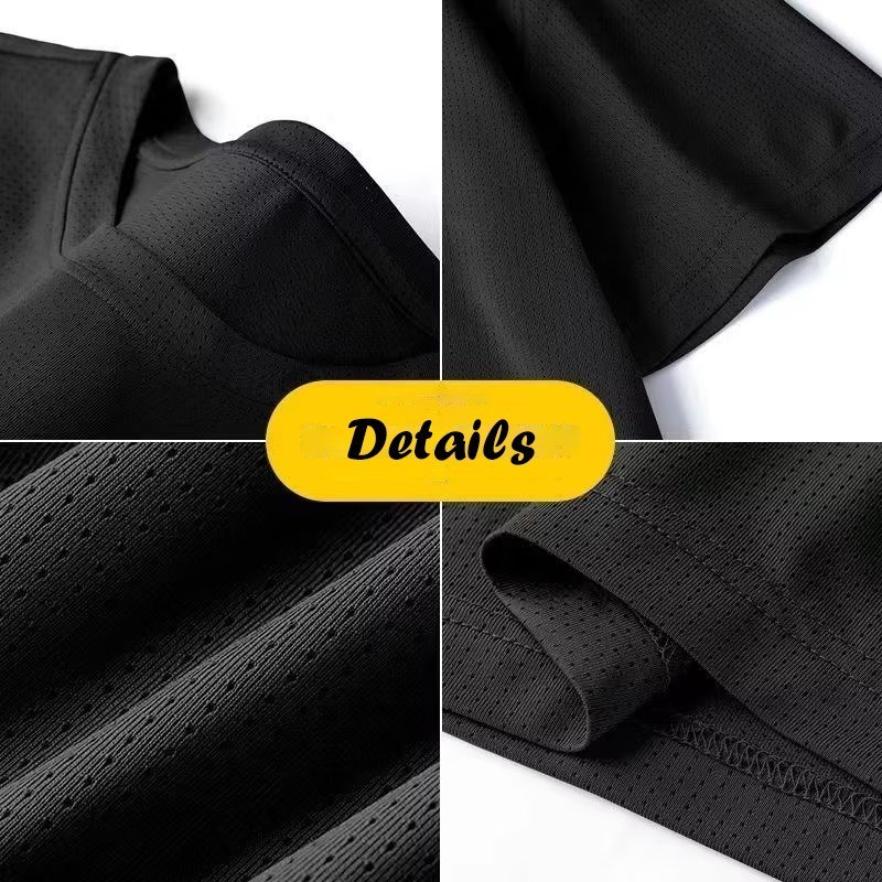 2025 ฤดูร้อนใหม่ผู้ชายผ้าไหมน้ําแข็งตาข่ายกีฬาวิ่งเสื้อยืดแห้งเร็วหลวมสบายๆการฝึกอบรมแขนสั้น สูงสุด - รูปที่ 6