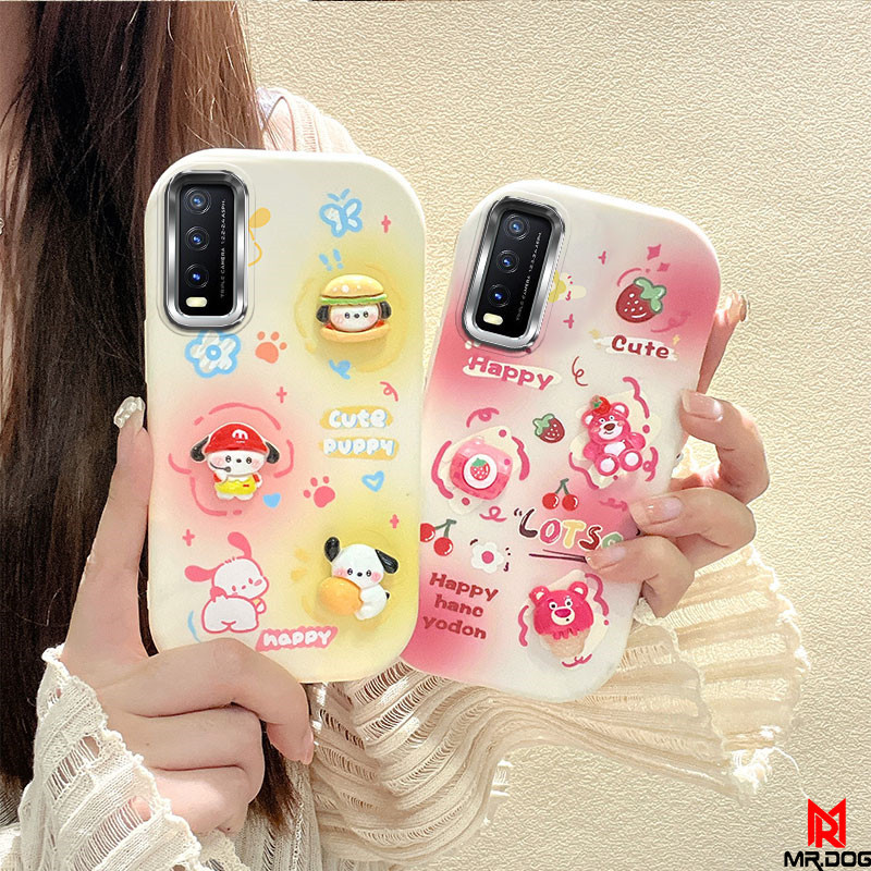 เคส VIVO Y20 Y20S Y12S Y12A น่ารักตุ๊กตาโทรศัพท์กรณีชุบป้องกันกรอบรูป BBDD