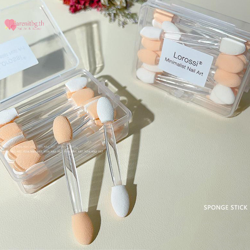 RENBG 20 ชิ้น Dual Sided อายแชโดว์ฟองน้ํา Applicators ทิ้ง Horaphic Chrome กระจกเล็บแปรงเล็บเครื่องมือ TH