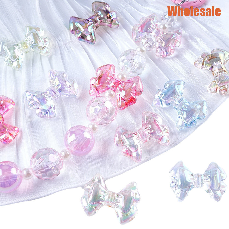 5pcs 22.2 28.6 มม.อะคริลิค DIY Charms หลวมลูกปัด Bowknots