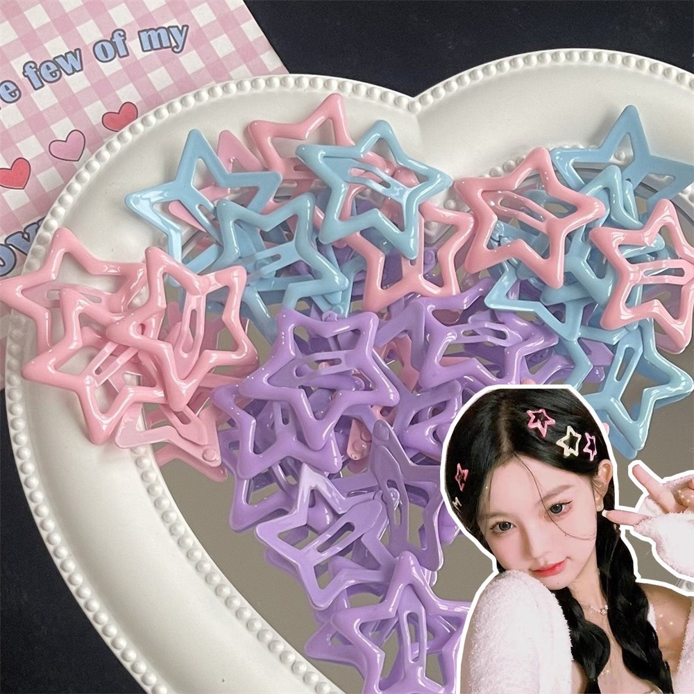 <7/9/10 ชิ ้ น > กิ ๊ บติดผมดาวห ้ าแฉก BB Clip เครื ่ องประดับสีลูกกวาดสําหรับเด ็ กผู ้ หญิง