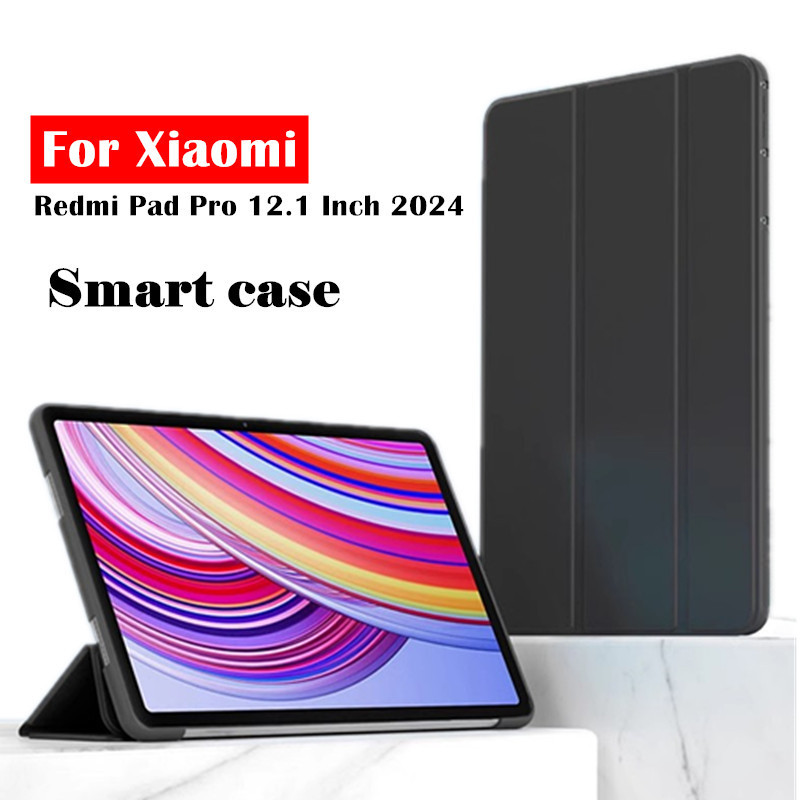 ใหม่สมาร์ทสําหรับ Xiaomi Redmi Pad Pro 12.1 "Trifold หนังปกหลังนุ่ม Funda สําหรับ Xiaomi Poco Pad 12.1 นิ้วกรณีแท็บเล็ต