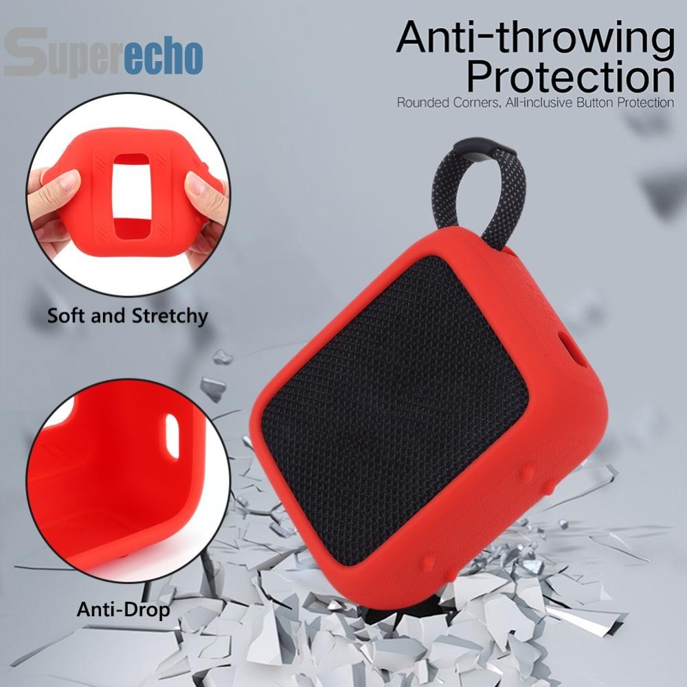 เคสซิลิโคนลําโพงป ้ องกันรอยขีดข ่ วนพร ้ อมคาราบิเนอร ์ สําหรับ JBL GO 4 [suprecho.th ]