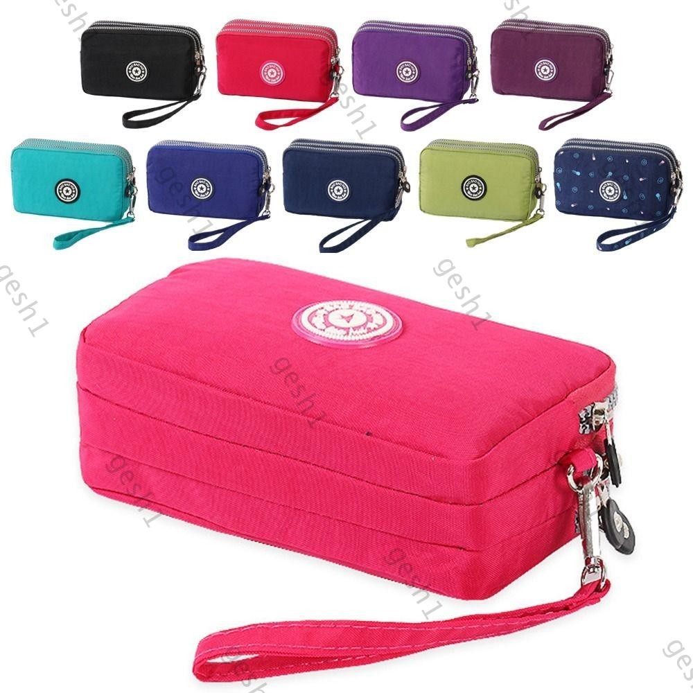 Gesh1 1 ชิ้นกระเป๋ากระเป๋า,ผู้ถือบัตรขนาดใหญ่ความจุกระเป๋าเหรียญ,ทนทานกันน้ําซิปสามชั้นกระเป๋าสตางค์ Bank ID บัตรเครดิตคีย์หูฟัง