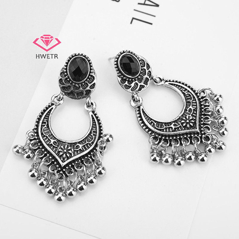 Hwetr โลหะ Vintage สไตล์ชาติพันธุ์ sel ต่างหูผู้หญิงแฟชั่น Bohemian สไตล์แกะสลัก Drop ต่างหูเครื่องประดับอุปกรณ์เสริมของขวัญใหม่