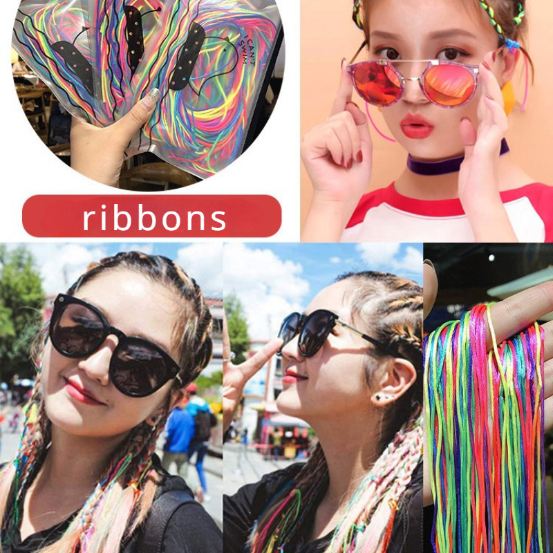 50/60 ชิ ้ นแฟชั ่ นเกาหลีที ่ มีสีสันยาวสกปรกถักผมผูกริบบิ ้ นสําหรับสาว Hairwear