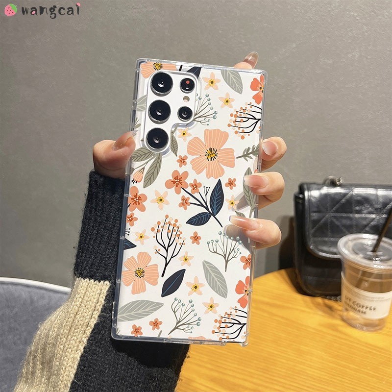 สําหรับvivo Y28s Y200 Y100 Y27 4G Y03 Y02 Y02s Y02A Y01 T1 5Gเคสโทรศัพท์สไตล์เกาหลีดอกไม้น่ารักดอกไม้ดอกไม้ใสใสฤดูร้อนสีส้มซิลิโคนอ่อนนุ่มปลอกกรณีฝาครอบ