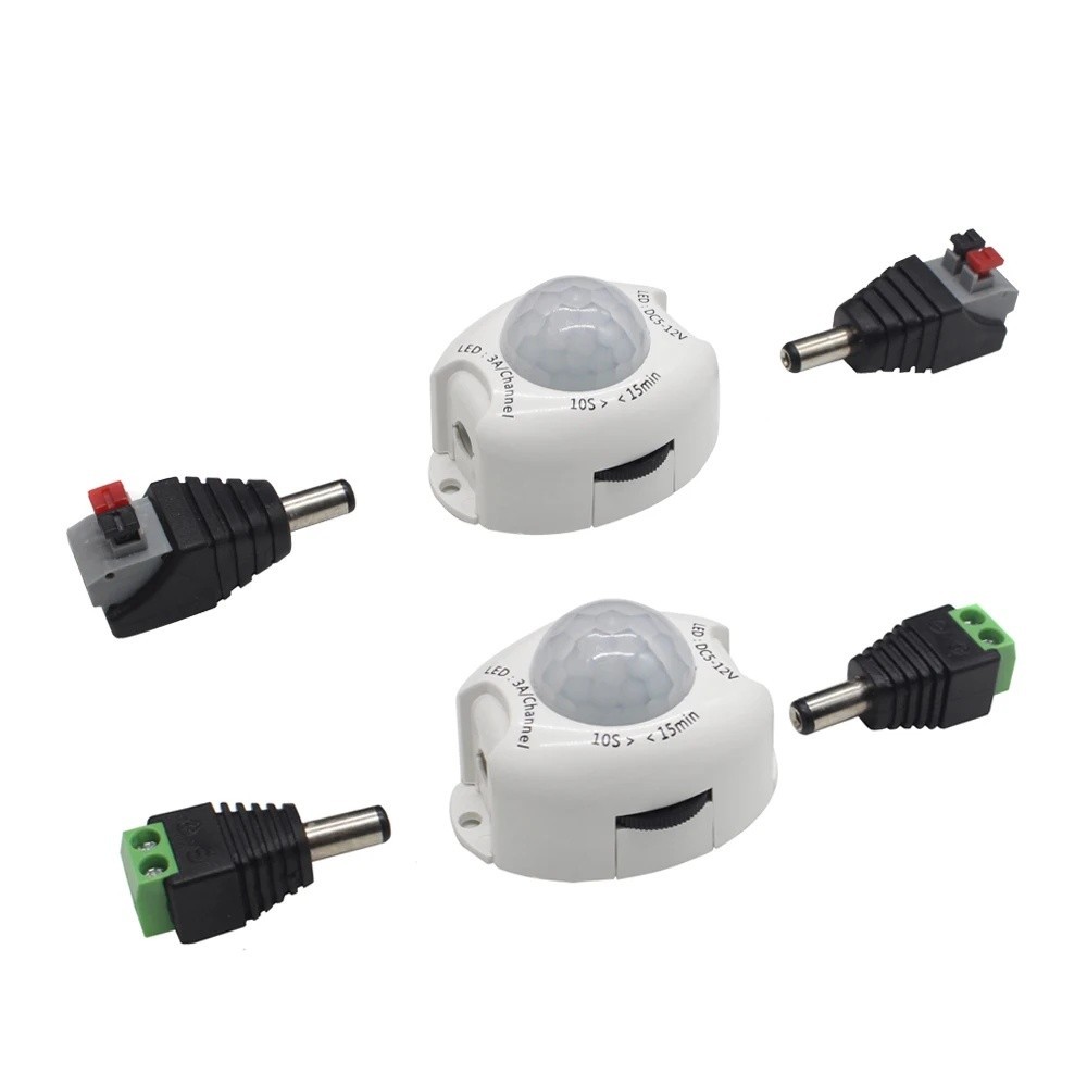 Motion Sensor สวิตช์ไฟ 5V 12V DC เครื่องตรวจจับการเคลื่อนไหวเปิดใช้งานจับเวลาสวิทช์อัตโนมัติ ON OFF led strip Light PIR Motion Sensor led Controller สําหรับสีเดียว led strip เทป