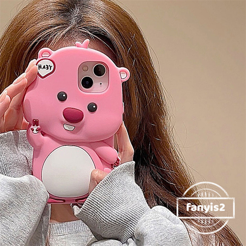 น่ารัก Loopy สนุก 3D ตุ๊กตาการ์ตูนเคสโทรศัพท์สําหรับ iPhone 11 15 12 13 14 Pro Max X Xr Xs แขนป้องกันซิลิโคนนุ่มปกหลังเกาหลีอ้วน iPhone กรณี