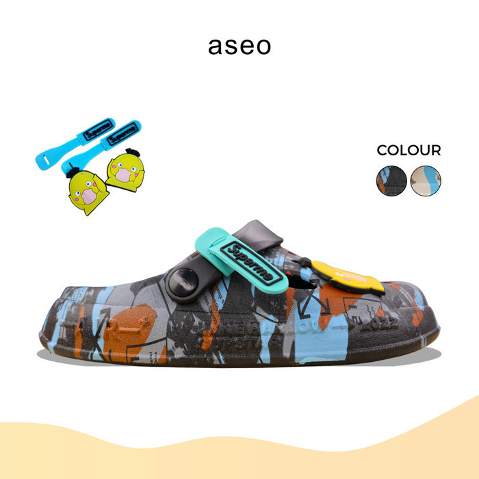 รองเท้าแตะ Aseo ราคาถูกสําหรับผู้ชายและผู้หญิง Baim Crocs Duck Motif H130 - สีดํา 42/43