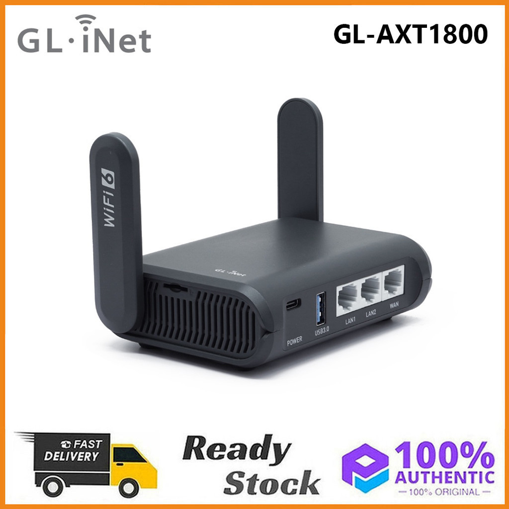 Original GL.iNet GL-AXT1800 Slate AX Pocket-Sized Wi-Fi 6 Gigabit Travel Router, Extender/Repeater ส