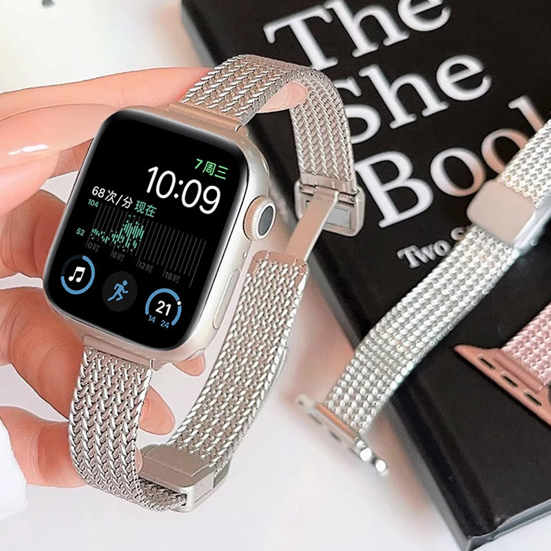 แสงดาว สายคล้องสร้อยข้อมือโลหะเหล็กเข้ากันได้สําหรับ แอปเปิล ดู พิเศษ 2 49 มม. 44 มม. 40 มม. 41 มม. 45 มม. 42 มม. 38 มม. ฉันดู ชุด 9 8 7 กับ 6 5 4 3