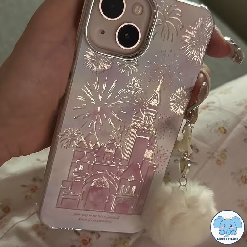 แฟชั่นหรูหราแฟนตาซีสีชมพูดอกไม้ปราสาทLinabell Stellalouเคส iPhone 11 XR 14 12 15 13 Pro Max 8 15 14 7 Plus SE X XS Max